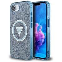 Guess IML Metal Glitter 4G Circle Triangle MagSafe - Etui do iPhone 16e (niebieski) Guess IML Metal Glitter 4G Circle Triangle MagSafe - Etui do iPhone 16e (niebieski)