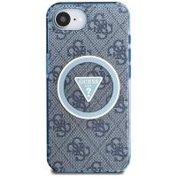 Guess IML Metal Glitter 4G Circle Triangle MagSafe - Etui do iPhone 16e (niebieski)