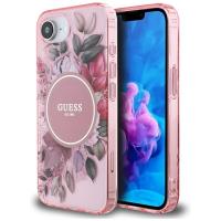 Guess IML Flowers MagSafe - Etui do iPhone 16e (różowy) Guess IML Flowers MagSafe - Etui do iPhone 16e (różowy)
