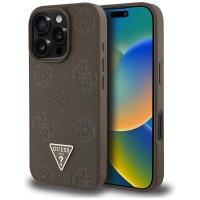 Guess Grained Hot Stamp Peony Triangle Logo MagSafe - Etui do iPhone 16 Pro Max (brązowy) Guess Grained Hot Stamp Peony Triangle Logo MagSafe - Etui do iPhone 16 Pro Max (brązowy)