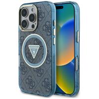 Guess IML Metal Glitter 4G Circle Triangle MagSafe - Etui do iPhone 16 Pro (niebieski) Guess IML Metal Glitter 4G Circle Triangle MagSafe - Etui do iPhone 16 Pro (niebieski)
