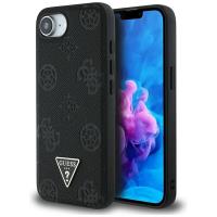Guess Grained Hot Stamp Peony Triangle Logo MagSafe - Etui do iPhone 16e (czarny) Guess Grained Hot Stamp Peony Triangle Logo MagSafe - Etui do iPhone 16e (czarny)