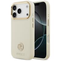 Guess Grained Strass Logo MagSafe - Etui iPhone 17 Pro (beżowy) Guess Grained Strass Logo MagSafe - Etui iPhone 17 Pro (beżowy)