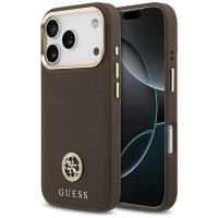 Guess Grained Strass Logo MagSafe - Etui iPhone 17 Pro (brązowy) Guess Grained Strass Logo MagSafe - Etui iPhone 17 Pro (brązowy)