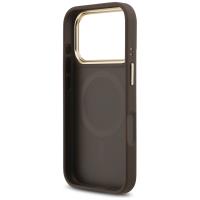 Guess Grained Strass Logo MagSafe - Etui iPhone 17 Pro (brązowy)