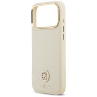 Guess Grained Strass Logo MagSafe - Etui iPhone 17 Pro Max (beżowy)