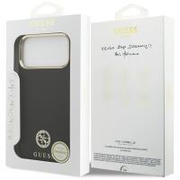Guess Grained Strass Logo MagSafe - Etui iPhone 17 Pro Max (czarny)