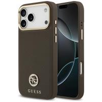 Guess Grained Strass Logo MagSafe - Etui iPhone 17 Pro Max (brązowy) Guess Grained Strass Logo MagSafe - Etui iPhone 17 Pro Max (brązowy)
