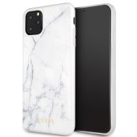 Guess Marble Tempered Glass Hardcase - Etui iPhone 11 Pro Max (biały) Guess Marble Tempered Glass Hardcase - Etui iPhone 11 Pro Max (biały)