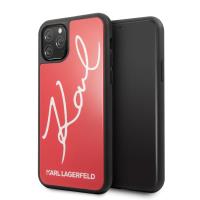 Karl Lagerfeld Double Layers Tempered Glass Glitter Signature Case - Etui iPhone 11 Pro (czerwony) Karl Lagerfeld Double Layers Tempered Glass Glitter Signature Case - Etui iPhone 11 Pro (czerwony)