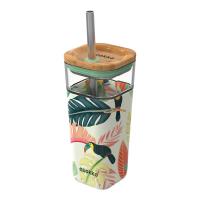 Quokka Liquid Cube - Kubek szklany 540 ml ze słomką ze stali nierdzewnej (Toucans) Quokka Liquid Cube - Kubek szklany 540 ml ze słomką ze stali nierdzewnej (Toucans)