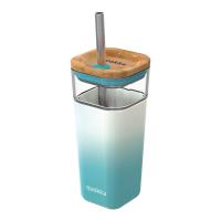 Quokka Liquid Cube - Kubek szklany 540 ml ze słomką ze stali nierdzewnej (Teal Gradient) Quokka Liquid Cube - Kubek szklany 540 ml ze słomką ze stali nierdzewnej (Teal Gradient)