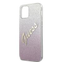 Guess Glitter Gradient Script - Etui iPhone 12 / iPhone 12 Pro (różowy)
