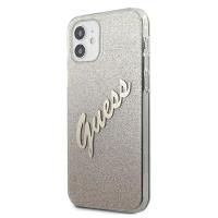 Guess Glitter Gradient Script - Etui iPhone 12 mini (złoty)