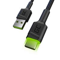 Green Cell Ray - Kabel Przewód USB - USB-C 200cm z zielonym podświetleniem LED, szybkie ładowanie Ultra Charge, QC 3.0 Green Cell Ray - Kabel Przewód USB - USB-C 200cm z zielonym podświetleniem LED, szybkie ładowanie Ultra Charge, QC 3.0