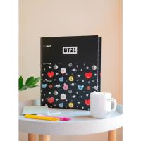 Line Friends BT21 - Segregator pierścieniowy do przechowywania dokumentów z gumką (4 pierścienie)