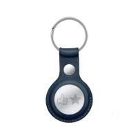 Crong Leather Case with Key Ring – Skórzane etui ochronne brelok do Apple AirTag (granatowy)