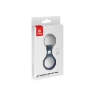 Crong Leather Case with Key Ring – Skórzane etui ochronne brelok do Apple AirTag (granatowy)