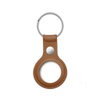 Crong Leather Case with Key Ring – Skórzane etui ochronne brelok do Apple AirTag (brązowy)