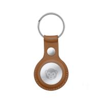Crong Leather Case with Key Ring – Skórzane etui ochronne brelok do Apple AirTag (brązowy)