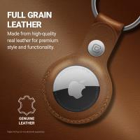 Crong Leather Case with Key Ring – Skórzane etui ochronne brelok do Apple AirTag (brązowy)