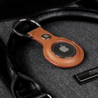 Crong Leather Case with Key Ring – Skórzane etui ochronne brelok do Apple AirTag (brązowy)