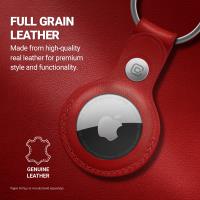 Crong Leather Case with Key Ring – Skórzane etui ochronne brelok do Apple AirTag (czerwony)