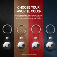 Crong Leather Case with Key Ring – Skórzane etui ochronne brelok do Apple AirTag (czerwony)