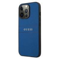 Guess Saffiano Metal Logo Stripes - Etui iPhone 13 Pro (niebieski)