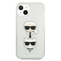 Karl Lagerfeld Glitter Karl & Choupette Head - Etui iPhone 13 mini (srebrny)