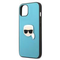 Karl Lagerfeld PU Leather Karl's Head Metal - Etui iPhone 13 mini (niebieski)