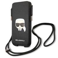 Karl Lagerfeld Saffiano Ikonik Karl`s Head Pouch - Torebka na telefon S/M Karl Lagerfeld Saffiano Ikonik Karl`s Head Pouch - Torebka na telefon S/M
