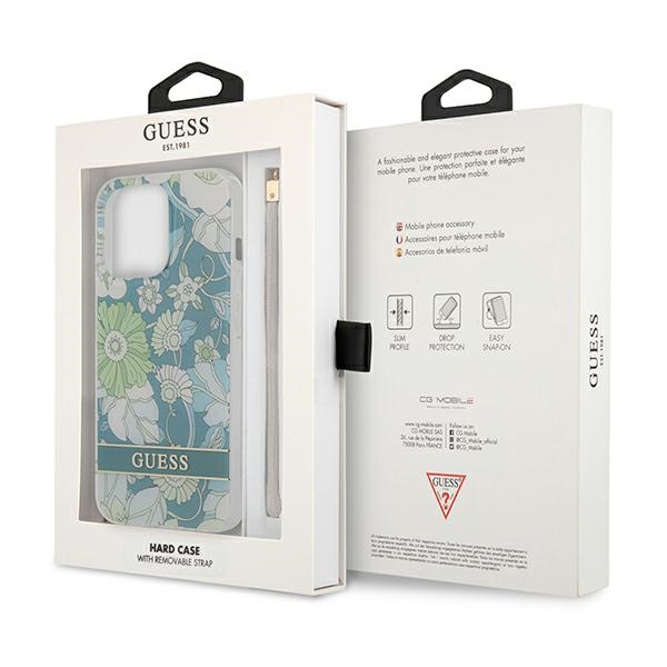 Guess Flower Cord - Etui ze smyczką iPhone 13 Pro Max (Green)