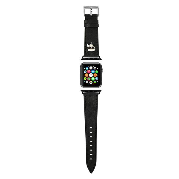 Karl Lagerfeld Saffiano Karl Head – Pasek do Apple Watch 42/44/45 mm (czarny)