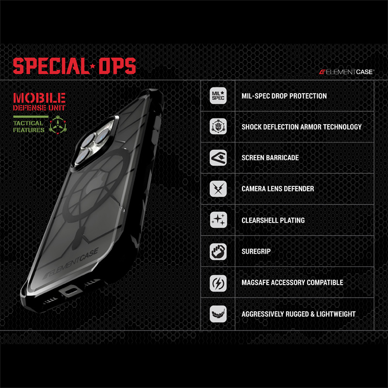 Element Case Special Ops X5 MagSafe - Pancerne etui iPhone 14 (Mil-Spec Drop Protection) (Smoke/Black)