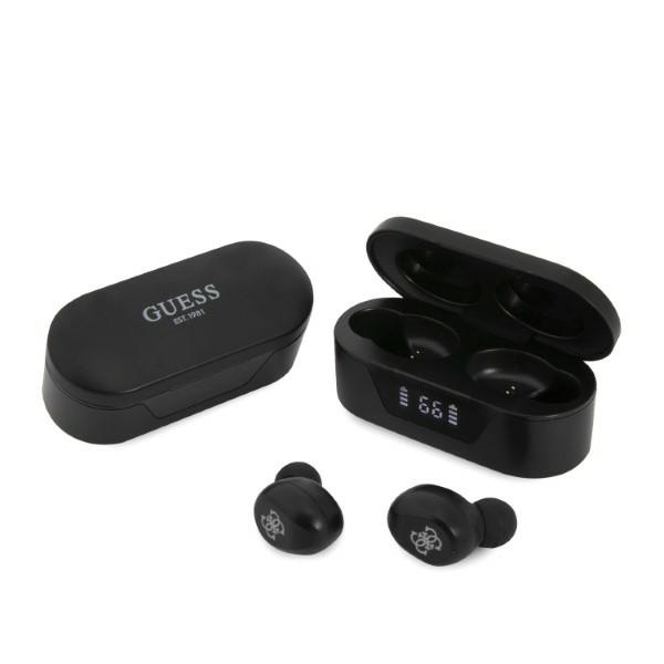 Guess True Wireless Earphones BT5.0 5H - Słuchawki TWS + etui ładujące (czarny)