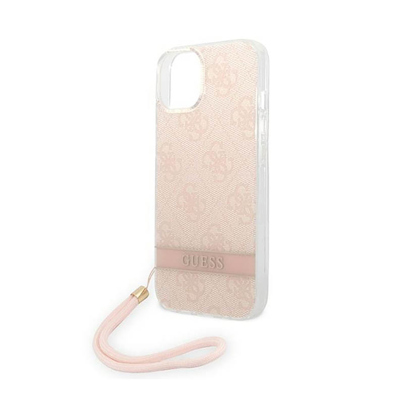 Guess 4G Print Cord - Etui ze smyczką iPhone 14 Plus (różowy)