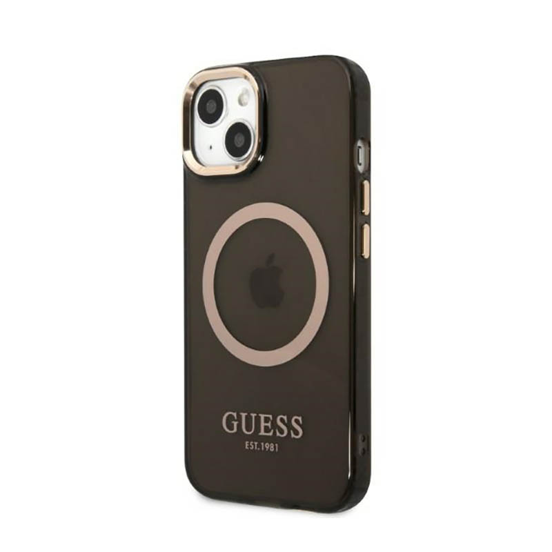 Guess Gold Outline Translucent MagSafe - Etui iPhone 13 (czarny)