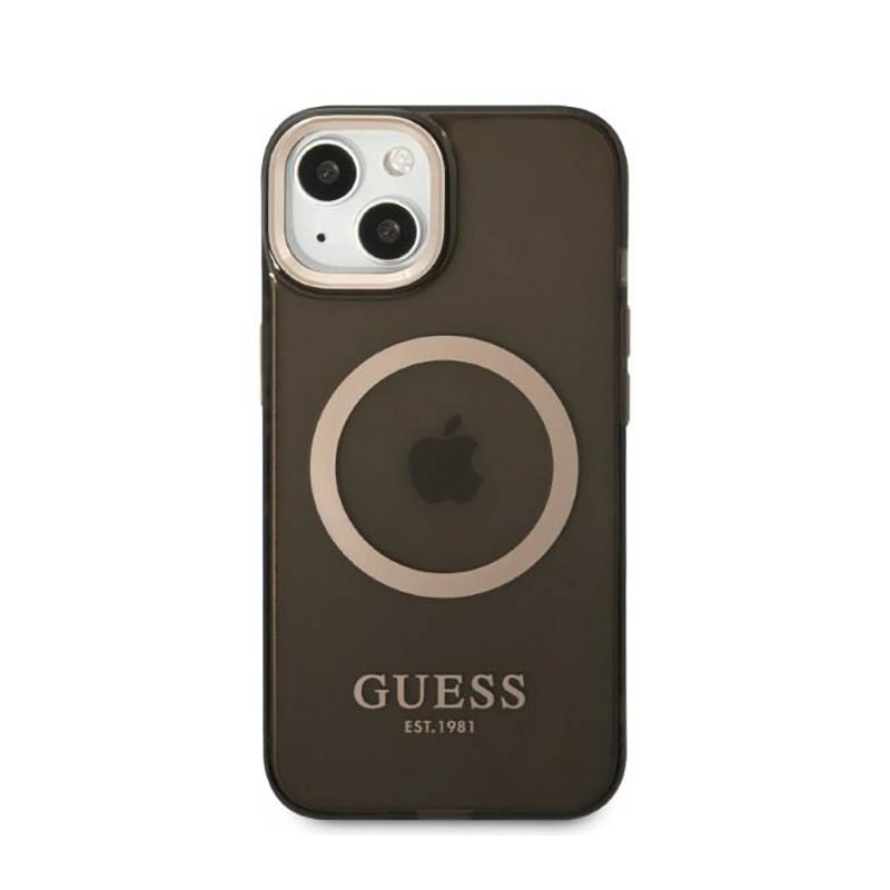 Guess Gold Outline Translucent MagSafe - Etui iPhone 13 (czarny)