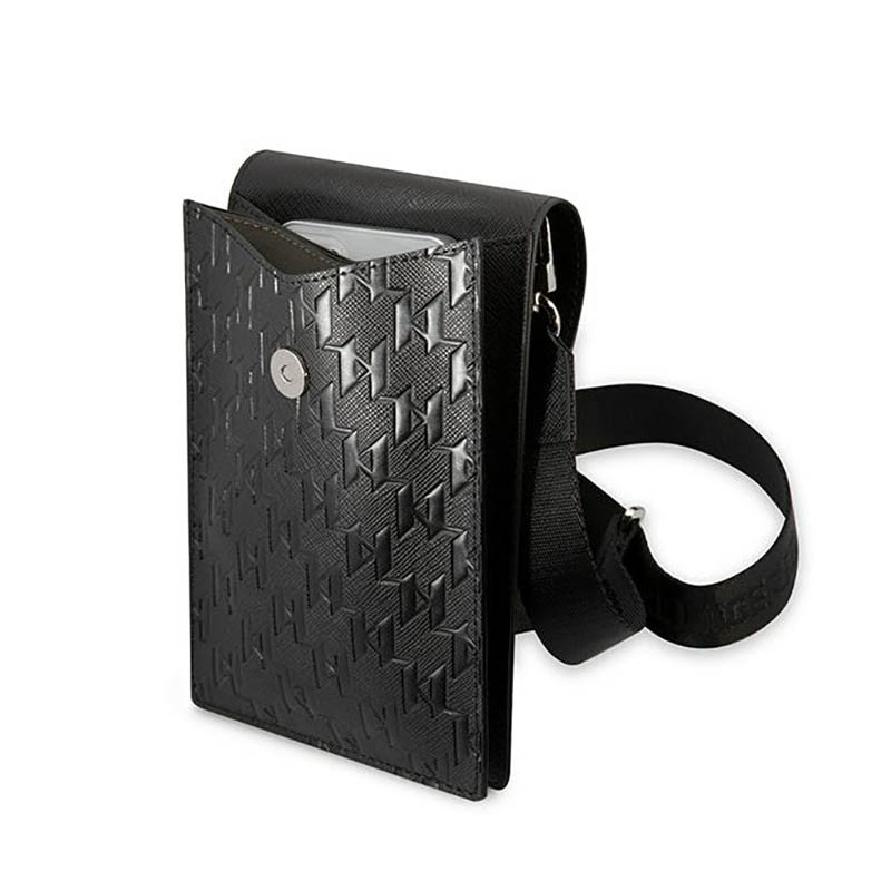 Karl Lagerfeld Monogram Plate Wallet Phone Bag - Torba na smartfona i akcesoria (czarny)