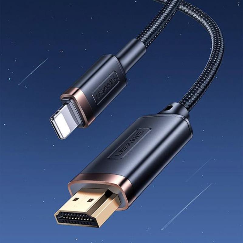 USAMS US-SJ509 - Kabel pleciony Lightning - HDMI 2m (czarny)