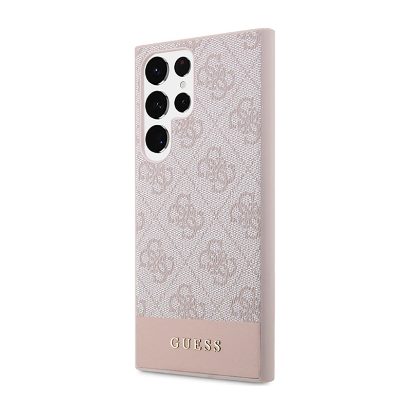 Guess 4G Bottom Stripe Metal Logo Collection - Etui Samsung Galaxy S23 Ultra (różowy)