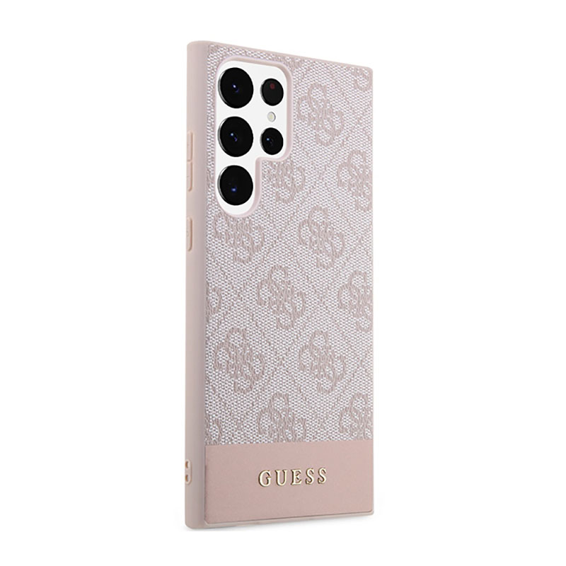 Guess 4G Bottom Stripe Metal Logo Collection - Etui Samsung Galaxy S23 Ultra (różowy)