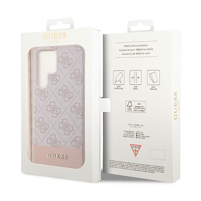 Guess 4G Bottom Stripe Metal Logo Collection - Etui Samsung Galaxy S23 Ultra (różowy)