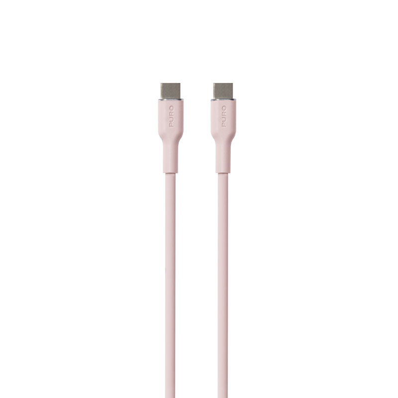 PURO ICON Soft Cable – Kabel USB-C do USB-C 1.5 m (Dusty Pink)