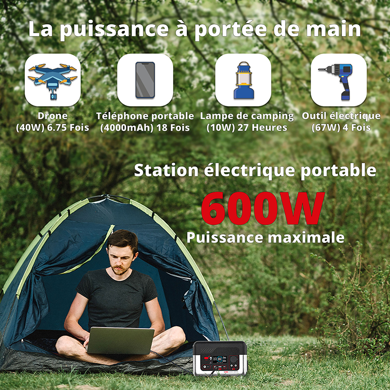 Wonder Wx600 Power Station - Przenośna stacja zasilania 300W 72800 mAh (Czarny)
