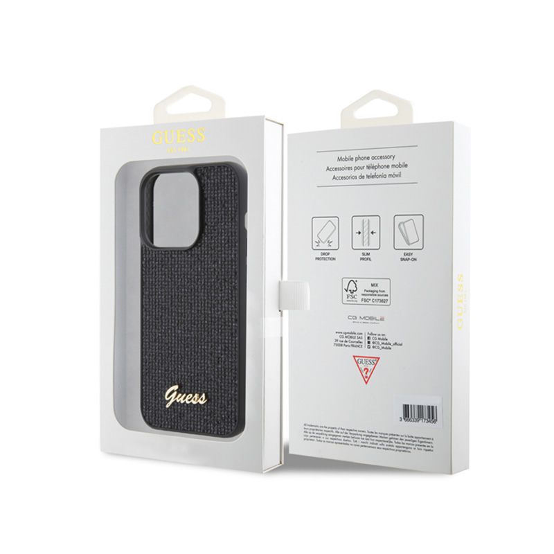 Guess Disco Metal Script - Etui iPhone 15 Pro (czarny)