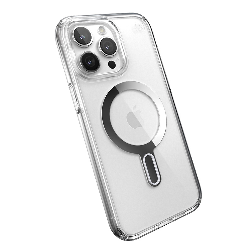 Speck Presidio Perfect-Clear ClickLock & MagSafe - Etui iPhone 15 Pro Max (Clear / Chrome Finish / Serene Silver)