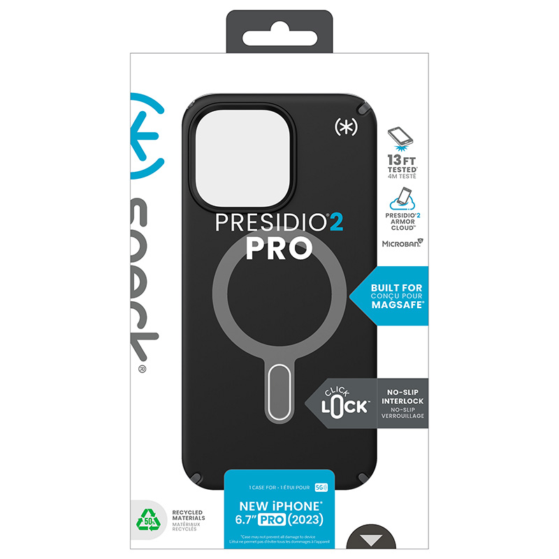 Speck Presidio2 Pro ClickLock & MagSafe - Etui iPhone 15 Pro Max (Black / Slate Grey / White)