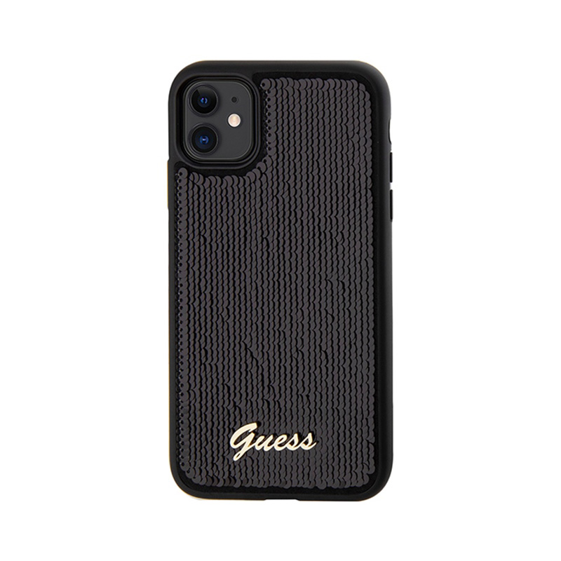 Guess Sequin Script Metal - Etui iPhone 11 (czarny)